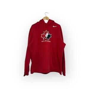 Vintage Nike Team Canada Hockey Hoodie Red Maple Leaf Men’s XL Made in Indonesia